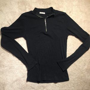 Black ribbed quarter zip